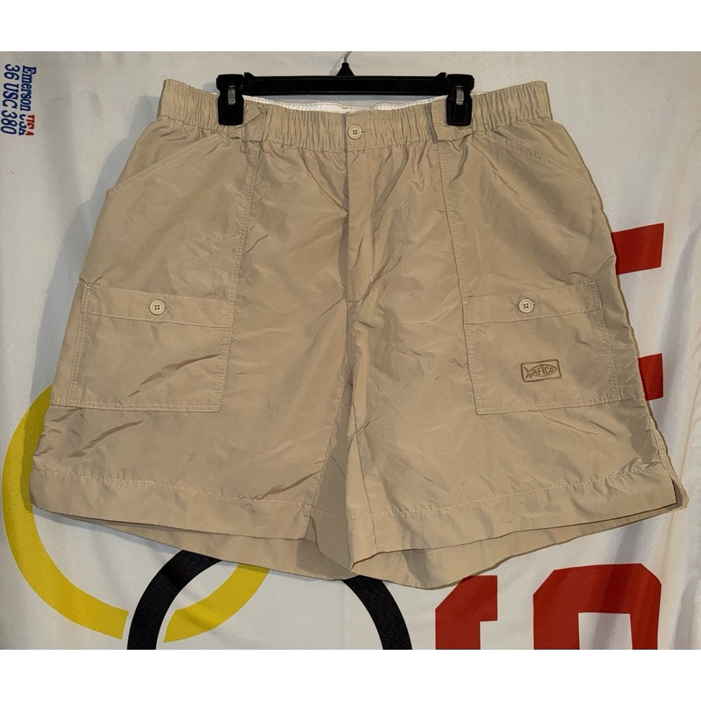 Aftco Shorts Mens 40 Khaki Fishing Nylon Pockets Outdoor